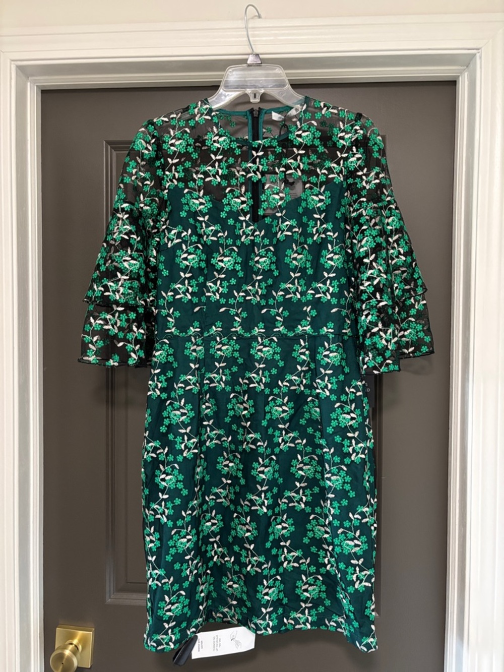 Cooper St. Lord & Taylor Green Floral Embroidered Shift Dress NWT 8